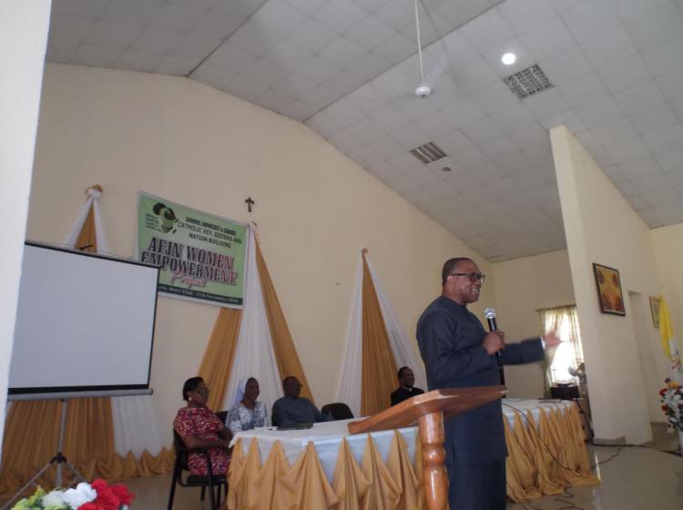 His Excellency, Mr. Peter Obi addressing the sisters at the workshop