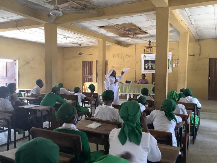 Sisters educating girls on Human Trafficking and other violence against women and children at Government college, Kuje, Abuja