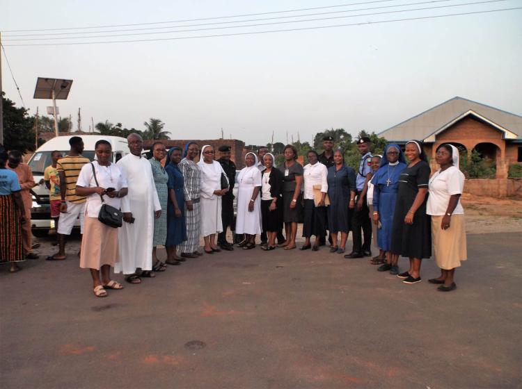 The sisters and the security agents who accompanied them to the rural communities in Edo state for enlightenment on human trafficking